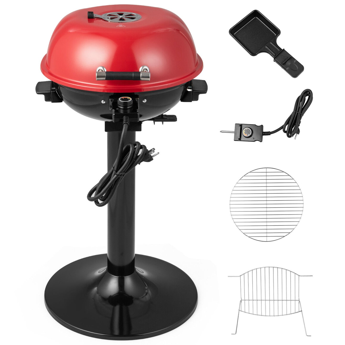 1600W Electric BBQ Grill with Removable Non-Stick Warming Rack, Red Outdoor Grills at Gallery Canada