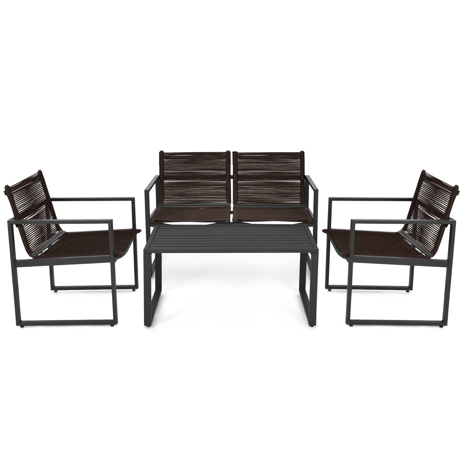 4 Pieces Patio Furniture Conversation Set with Sofa Loveseat, Black Patio Conversation Sets at Gallery Canada
