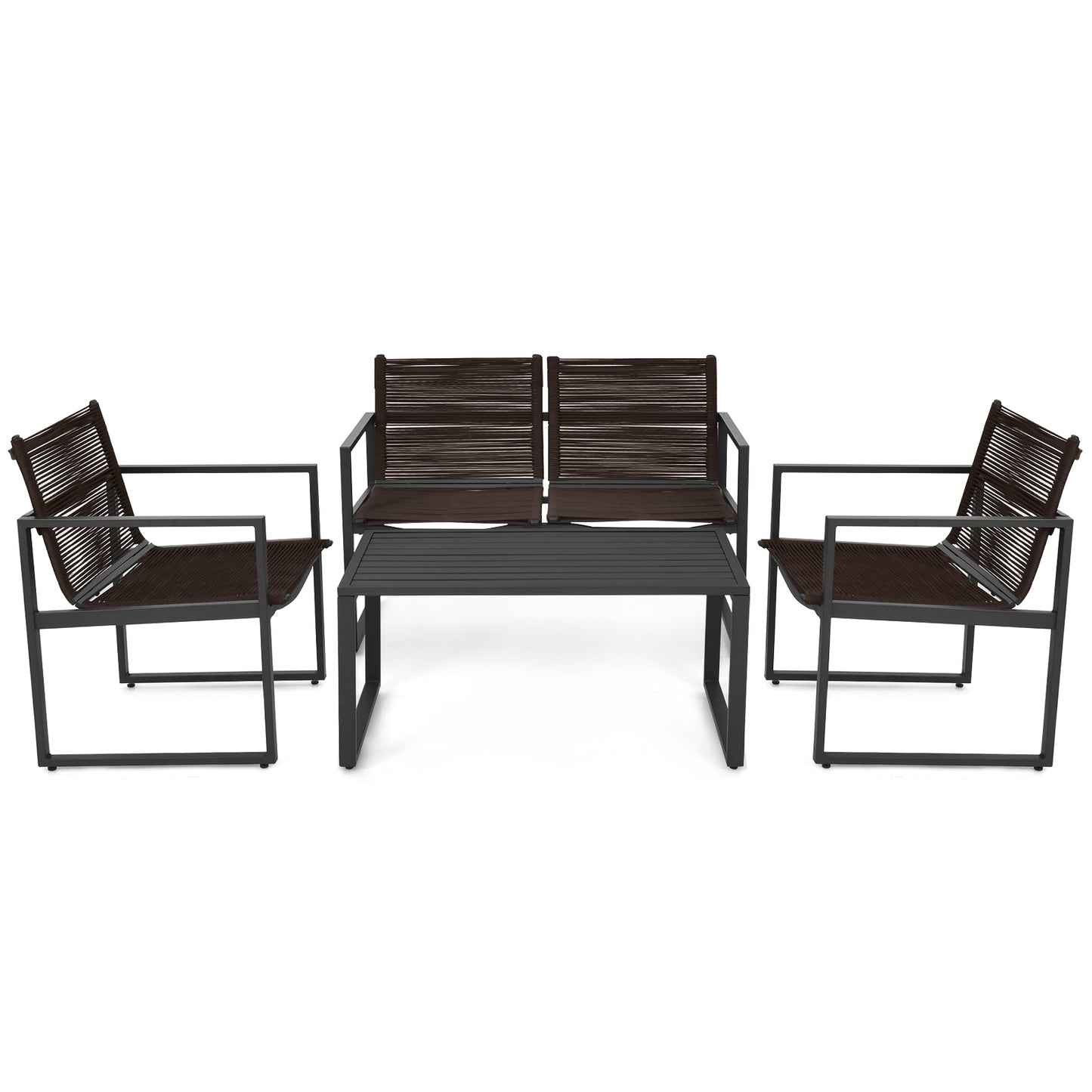 4 Pieces Patio Furniture Conversation Set with Sofa Loveseat, Black Patio Conversation Sets at Gallery Canada