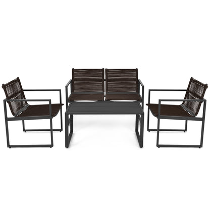 Patio Furniture Conversation Set, 4 Pieces, Black