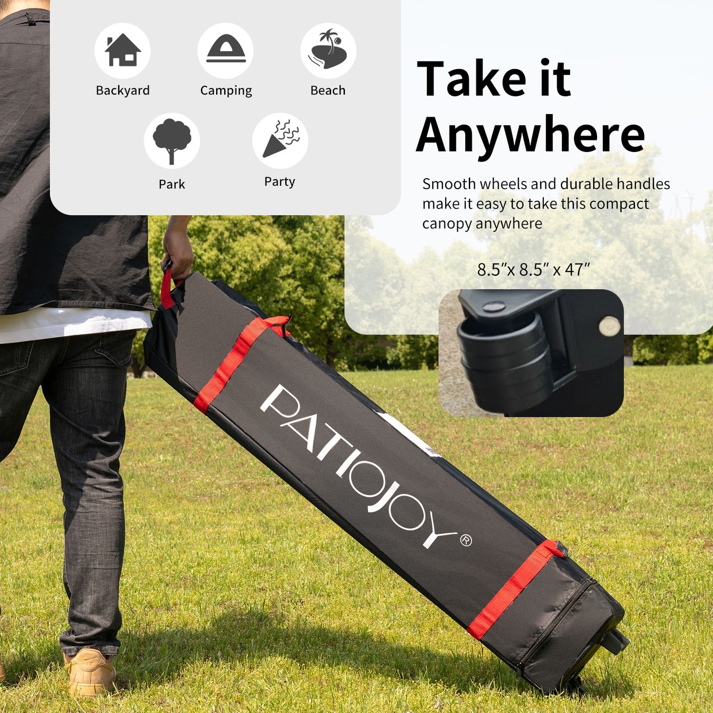 6.6 x 6.6 Feet Outdoor Pop-up Canopy Tent with Roller Bag, Gray Canopies at Gallery Canada