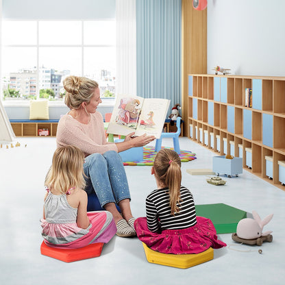 6 Pieces Multifunctional Hexagon Toddler Floor Cushions Classroom Seating with Handles, Multicolor Kids Chairs & Seating at Gallery Canada