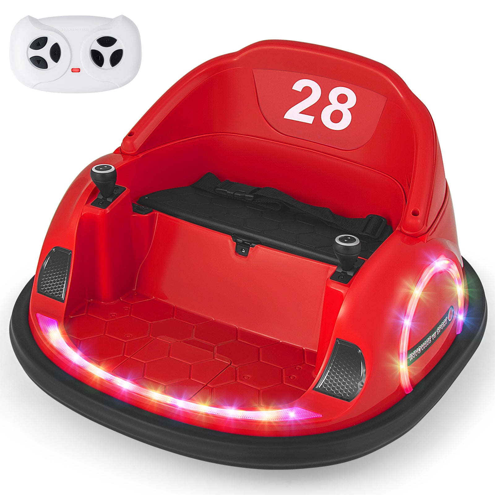 12V 360° Ride on Bumper Car for Toddlers with Remote Control, Red Powered Ride On Toys at Gallery Canada