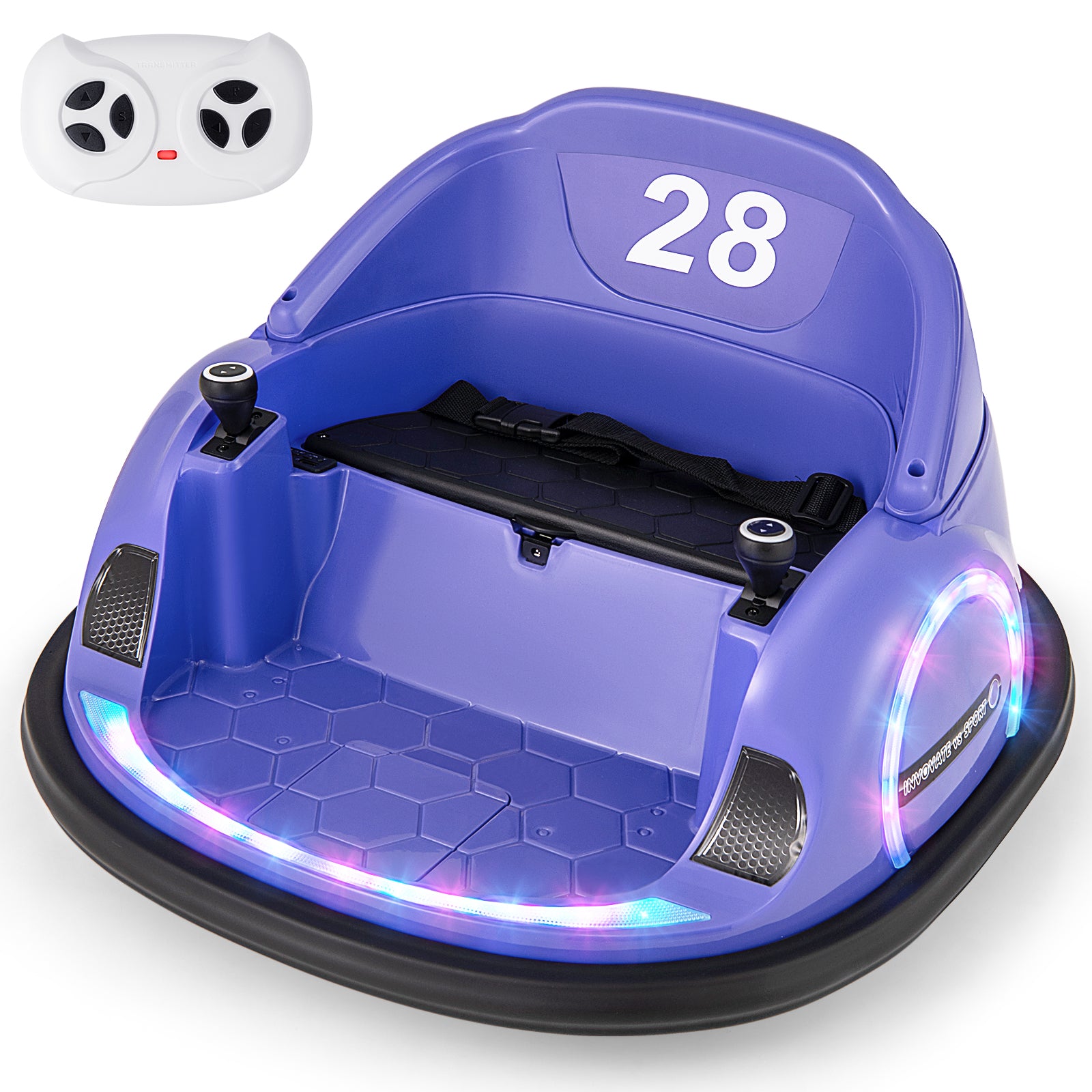 12V 360° Ride on Bumper Car for Toddlers with Remote Control, Purple Powered Ride On Toys at Gallery Canada