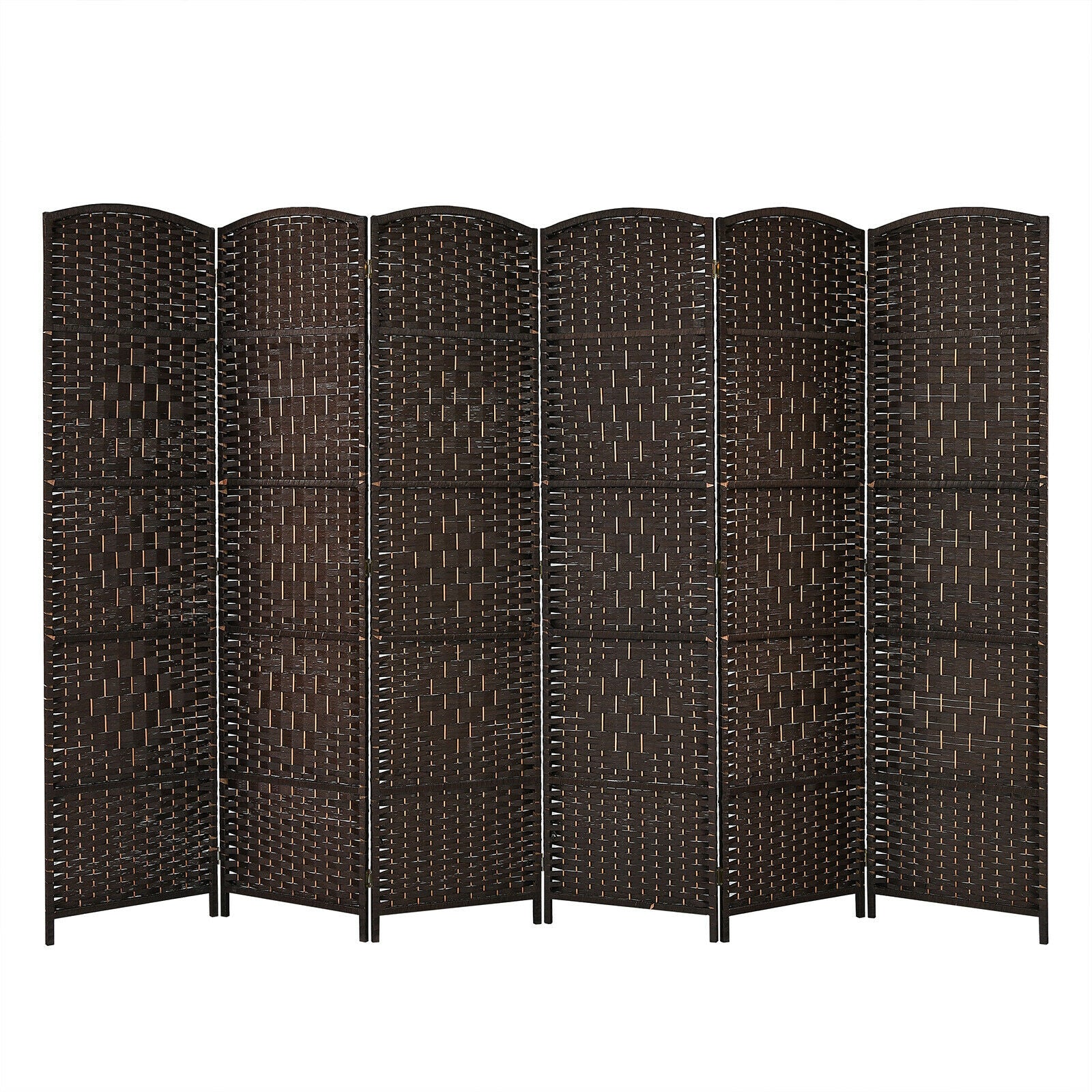 6.5Ft 6-Panel Weave Folding Fiber Room Divider Screen, Brown Room Dividers at Gallery Canada