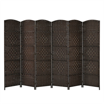 6.5Ft 6-Panel Weave Folding Fiber Room Divider Screen, Brown Room Dividers at Gallery Canada