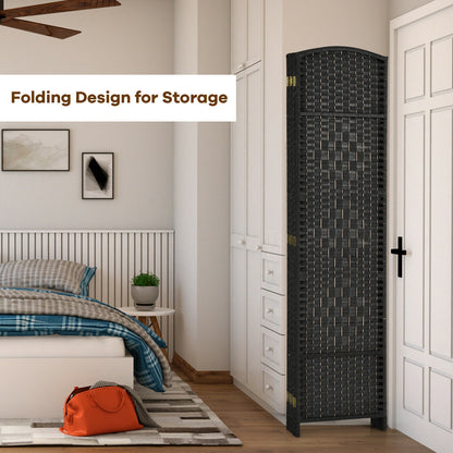 6.5Ft 6-Panel Weave Folding Fiber Room Divider Screen, Black Room Dividers at Gallery Canada