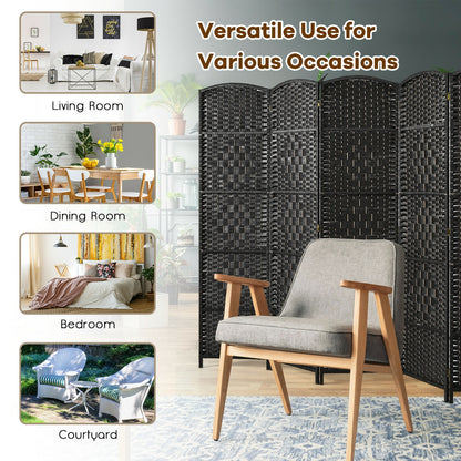 6.5Ft 6-Panel Weave Folding Fiber Room Divider Screen, Black Room Dividers at Gallery Canada