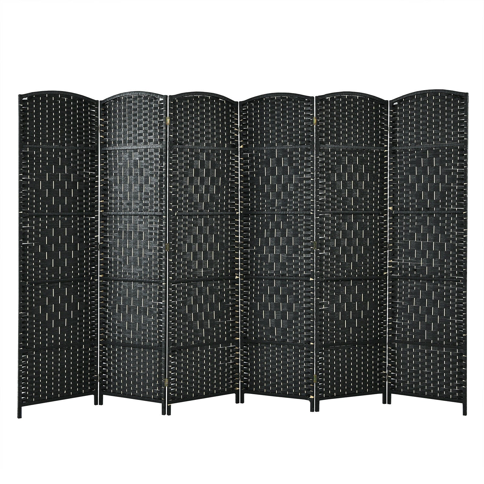 6.5Ft 6-Panel Weave Folding Fiber Room Divider Screen, Black Room Dividers at Gallery Canada