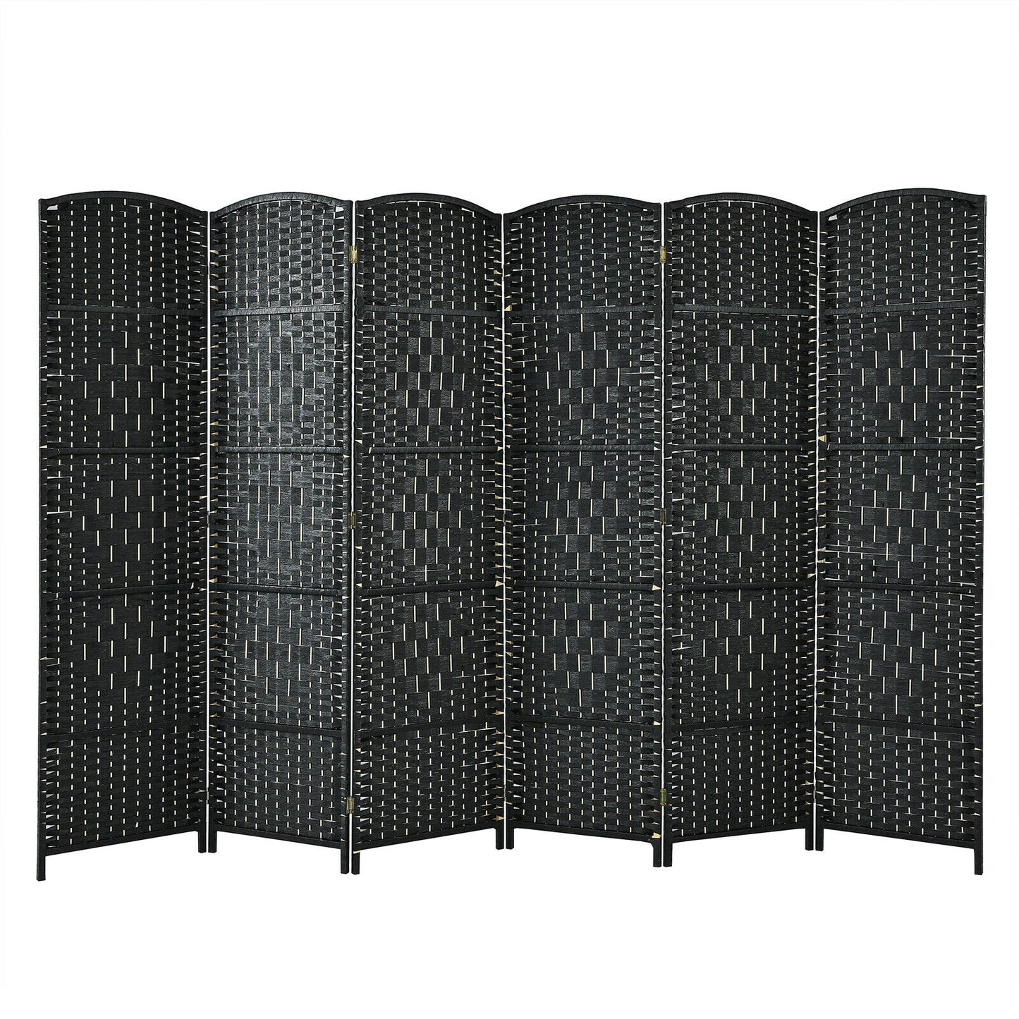 6.5Ft 6-Panel Weave Folding Fiber Room Divider Screen, Black Room Dividers at Gallery Canada