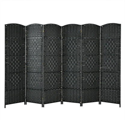 6.5Ft 6-Panel Weave Folding Fiber Room Divider Screen, Black Room Dividers at Gallery Canada