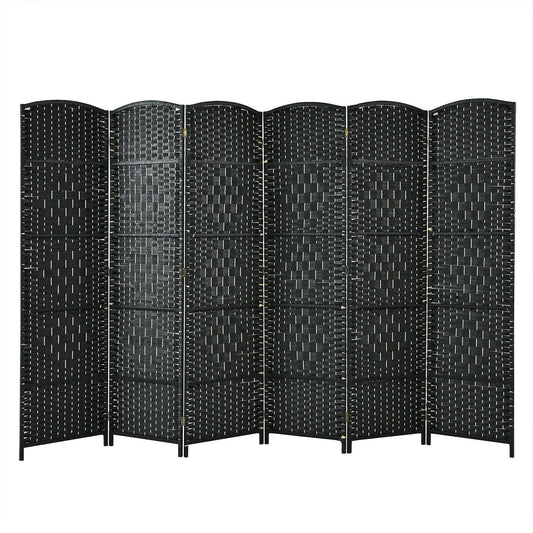 6.5Ft 6-Panel Weave Folding Fiber Room Divider Screen, Black Room Dividers Black at Gallery Canada