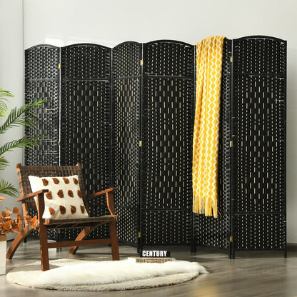 6.5Ft 6-Panel Weave Folding Fiber Room Divider Screen, Black Room Dividers at Gallery Canada