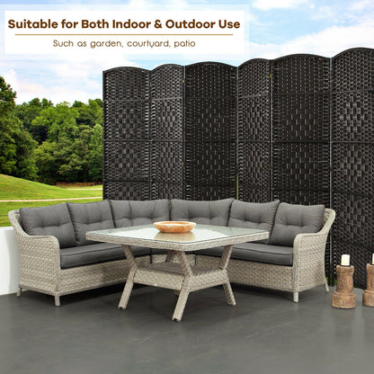 6.5Ft 6-Panel Weave Folding Fiber Room Divider Screen, Black Room Dividers at Gallery Canada
