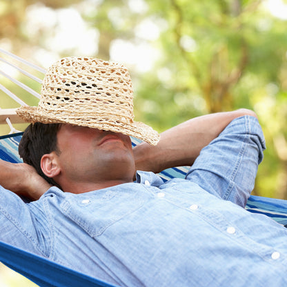 Hammock Chair Stand Set Cotton Swing with Pillow Cup Holder Indoor Outdoor, Blue Hammocks at Gallery Canada