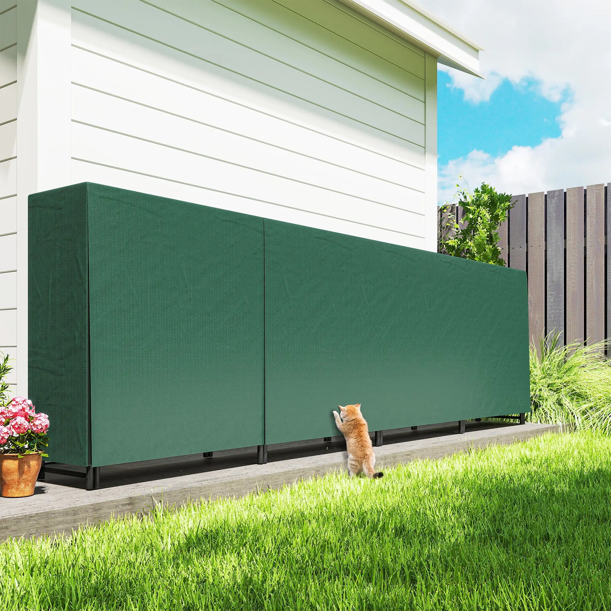 Firewood Rack with Waterproof Cover, 142" x 14" x 39", Dark Green Firewood Racks at Gallery Canada