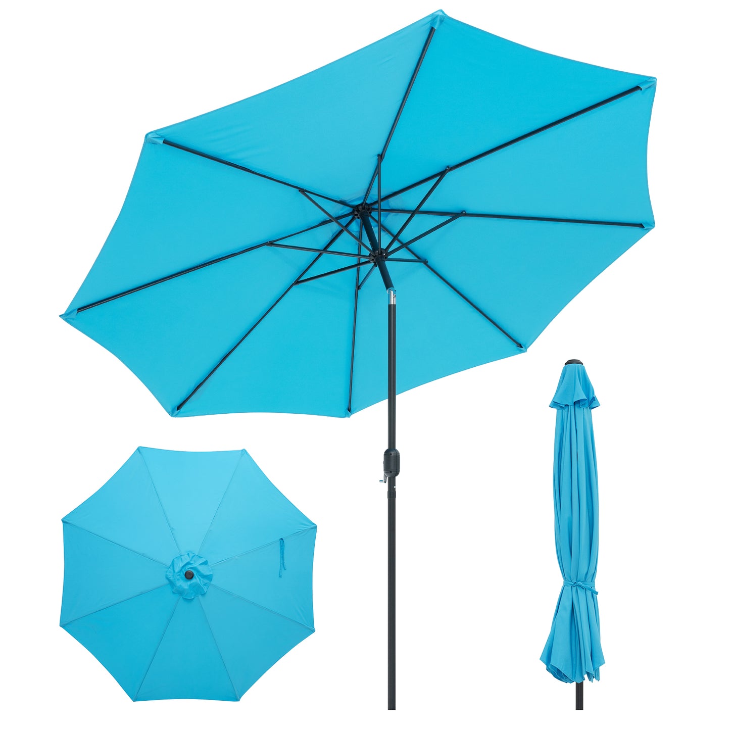 10 Feet Outdoor Patio Umbrella, Tilt Crank, Blue Outdoor Umbrellas at Gallery Canada