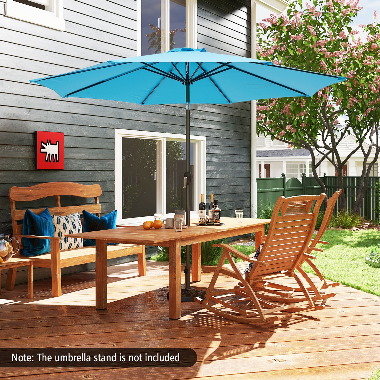 10 Feet Outdoor Patio Umbrella, Tilt Crank, Blue Outdoor Umbrellas at Gallery Canada