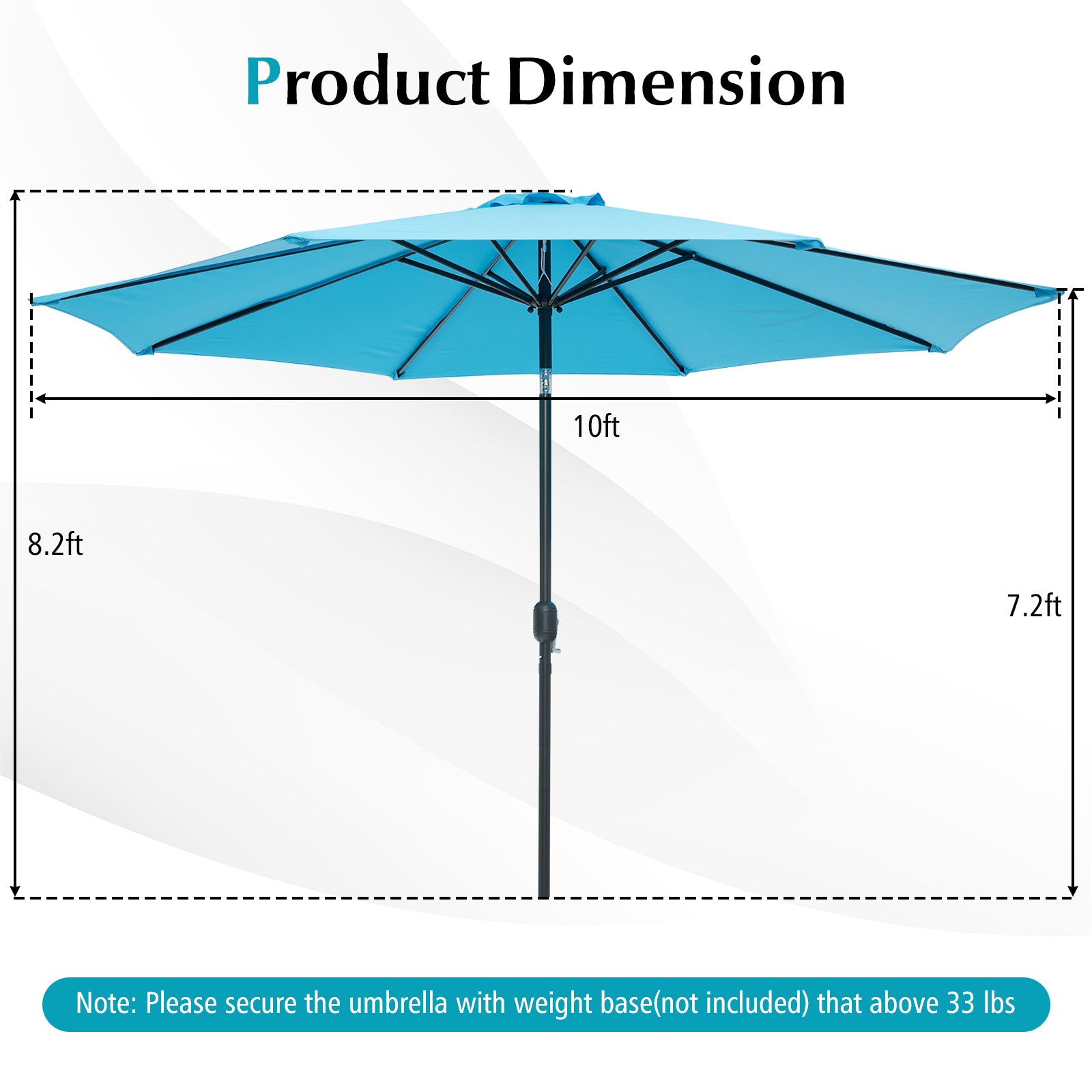10 Feet Outdoor Patio Umbrella, Tilt Crank, Blue Outdoor Umbrellas at Gallery Canada
