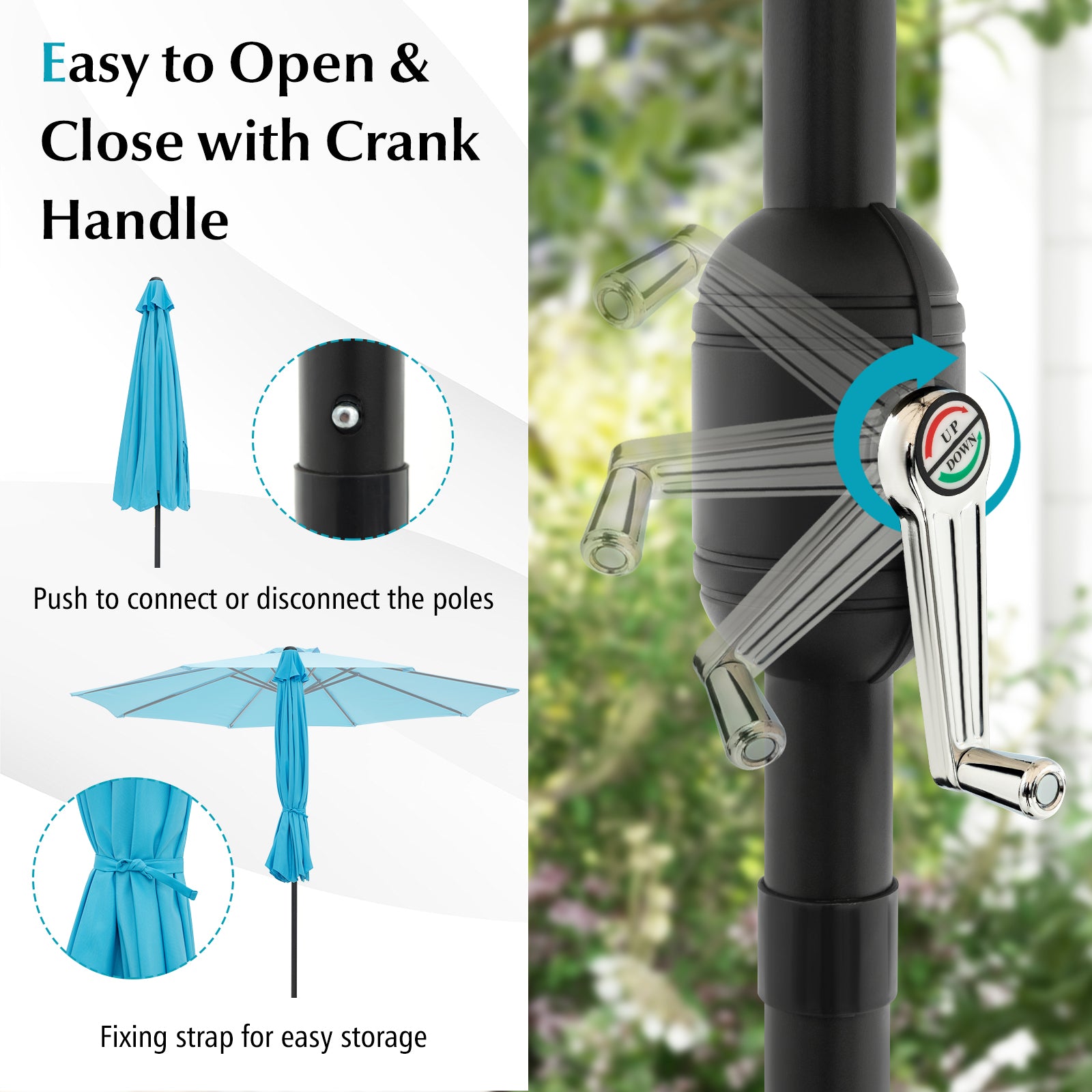 10 Feet Outdoor Patio Umbrella, Tilt Crank, Blue Outdoor Umbrellas at Gallery Canada