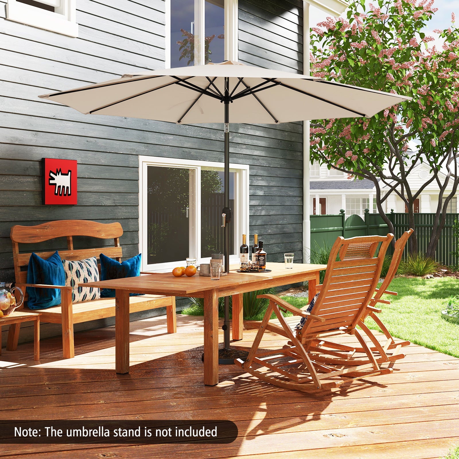 10 Feet Outdoor Patio Umbrella with Tilt Adjustment and Crank, Beige Outdoor Umbrellas at Gallery Canada