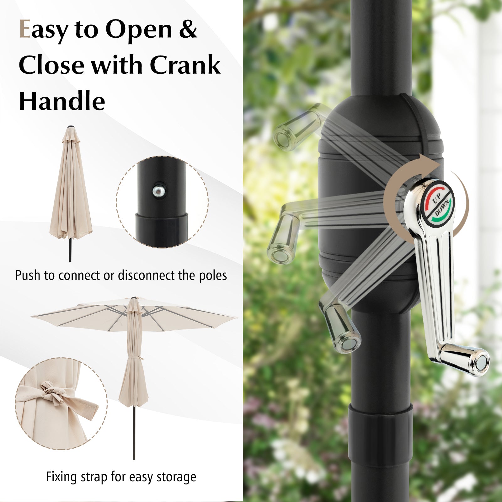10 Feet Outdoor Patio Umbrella with Tilt Adjustment and Crank, Beige Outdoor Umbrellas at Gallery Canada