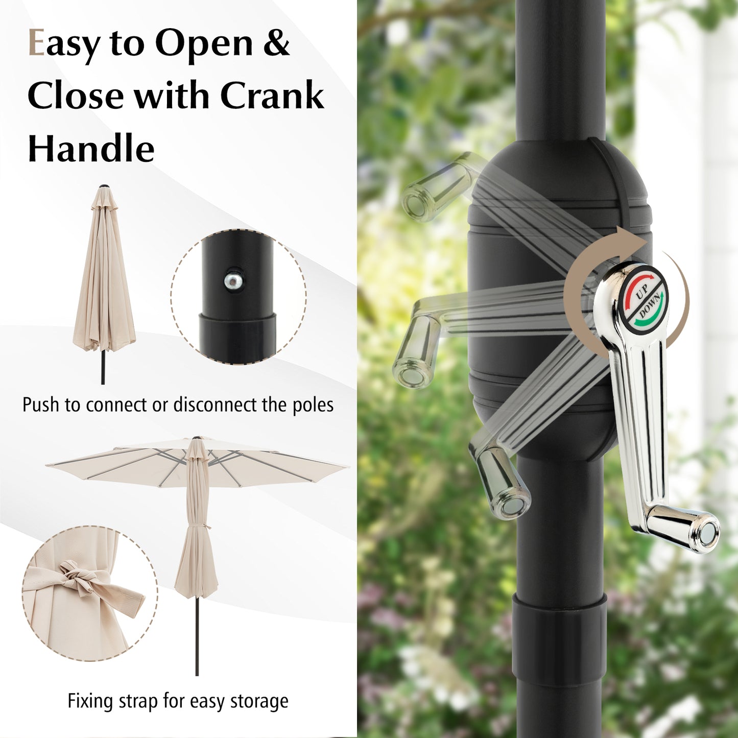 10 Feet Outdoor Patio Umbrella with Tilt Adjustment and Crank, Beige Outdoor Umbrellas at Gallery Canada