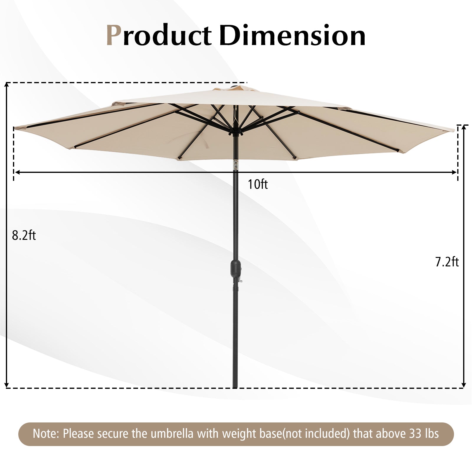 10 Feet Outdoor Patio Umbrella with Tilt Adjustment and Crank, Beige Outdoor Umbrellas at Gallery Canada