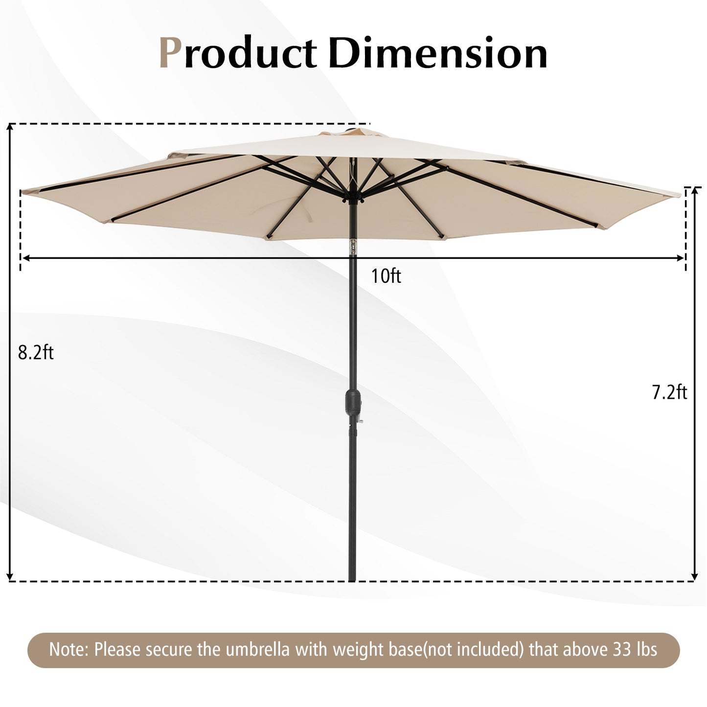 10 Feet Outdoor Patio Umbrella, Tilt Adjustment, Crank, Beige Outdoor Umbrellas at Gallery Canada