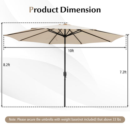 10 Feet Outdoor Patio Umbrella, Tilt Adjustment, Crank, Beige Outdoor Umbrellas at Gallery Canada