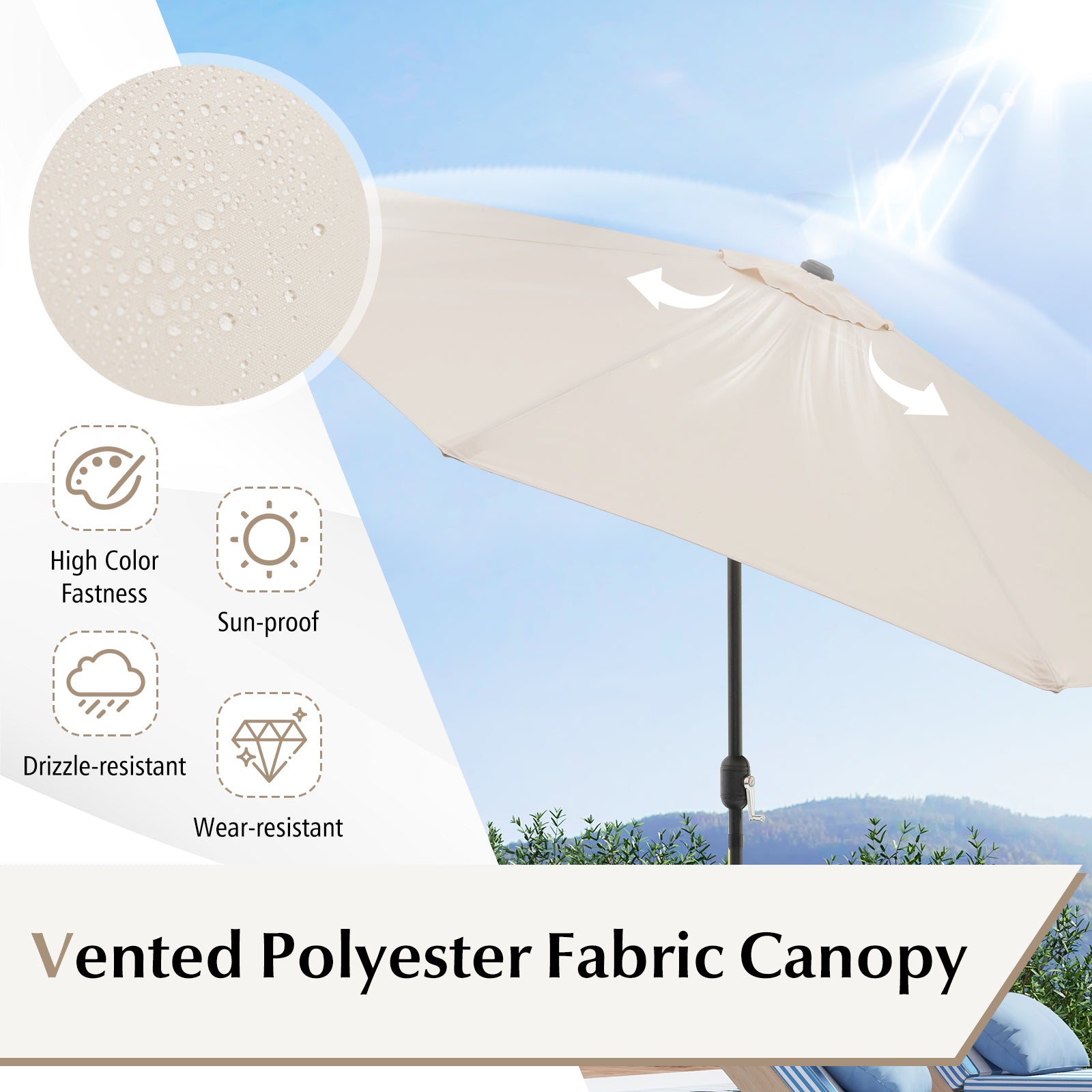10 Feet Outdoor Patio Umbrella with Tilt Adjustment and Crank, Beige Outdoor Umbrellas at Gallery Canada