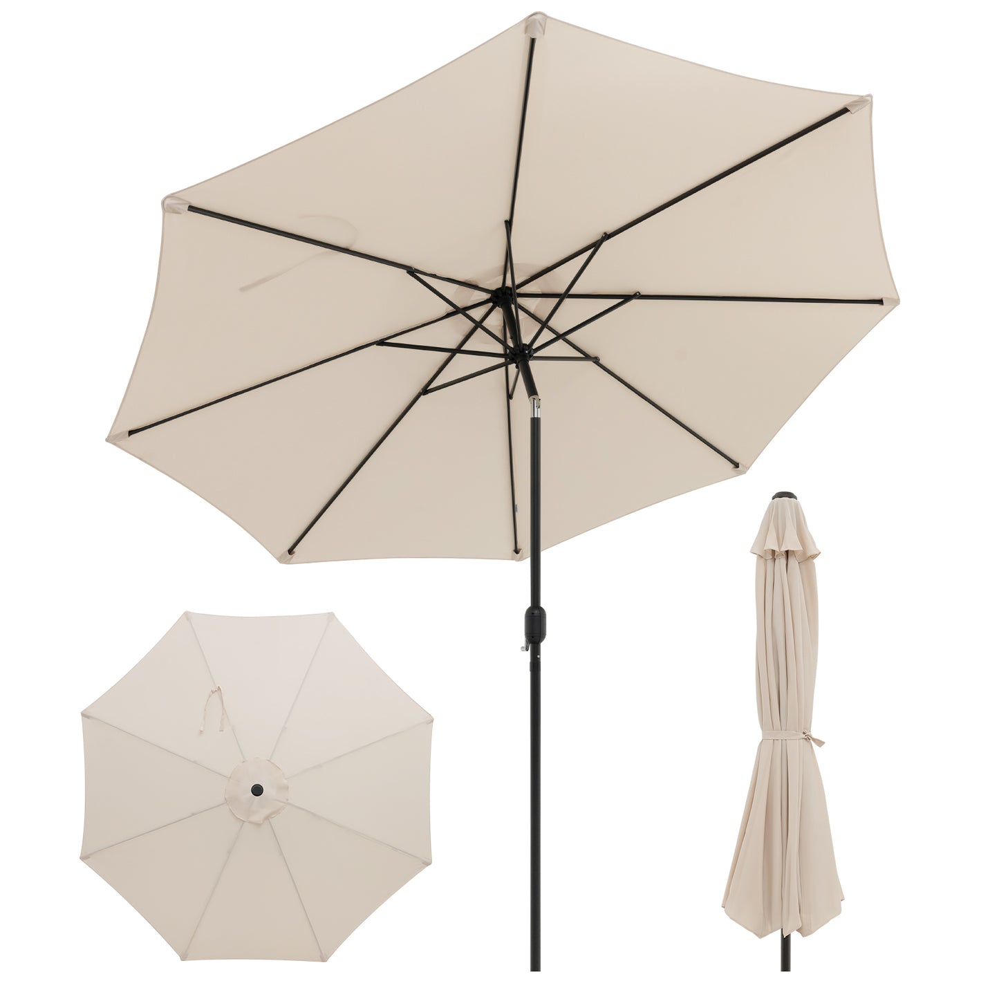 10 Feet Outdoor Patio Umbrella with Tilt Adjustment and Crank, Beige Outdoor Umbrellas at Gallery Canada