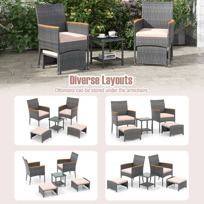 5 Pieces Patio Conversation Set with Soft Cushions and Ottomans, Beige Patio Conversation Sets at Gallery Canada