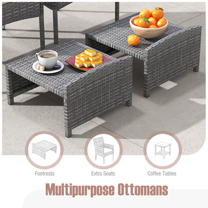 5 Pieces Patio Conversation Set with Soft Cushions and Ottomans, Beige Patio Conversation Sets at Gallery Canada