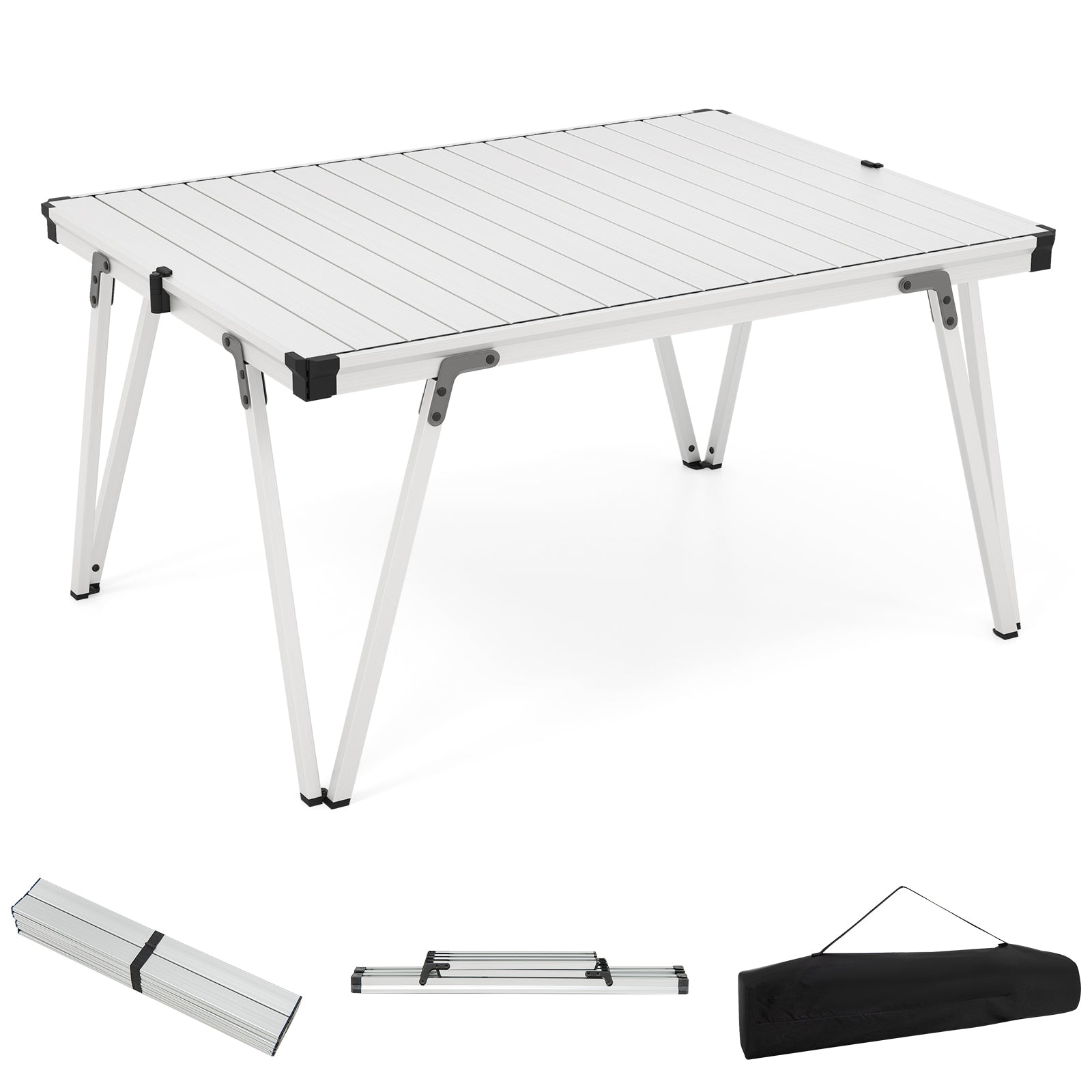 Folding Camping Table Picnic Table with Storage Bag and Waterproof Desktop, Silver Picnic Tables Silver at Gallery Canada