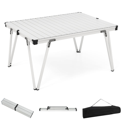 Folding Camping Table Picnic Table with Storage Bag and Waterproof Desktop, Silver