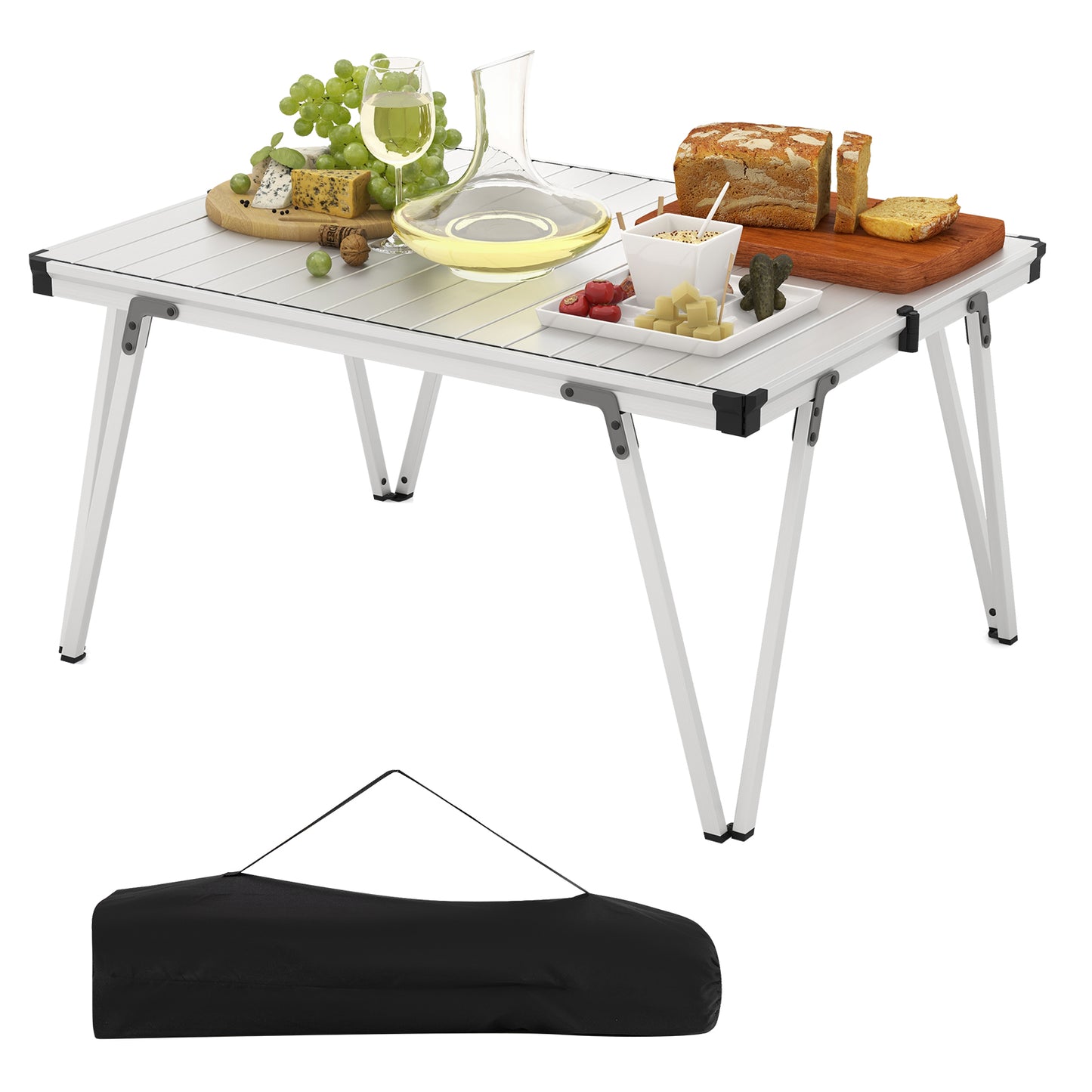 Folding Camping Table Picnic Table with Storage Bag and Waterproof Desktop, Silver Picnic Tables at Gallery Canada