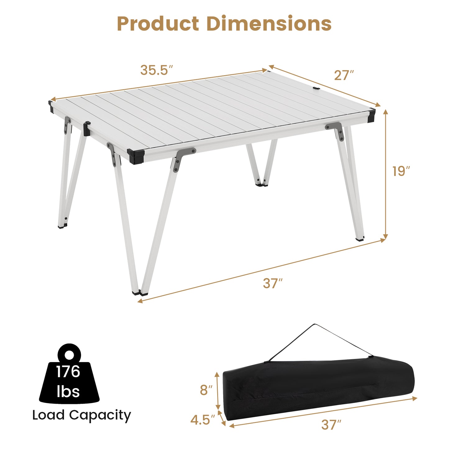 Folding Camping Table Picnic Table with Storage Bag and Waterproof Desktop, Silver Picnic Tables at Gallery Canada