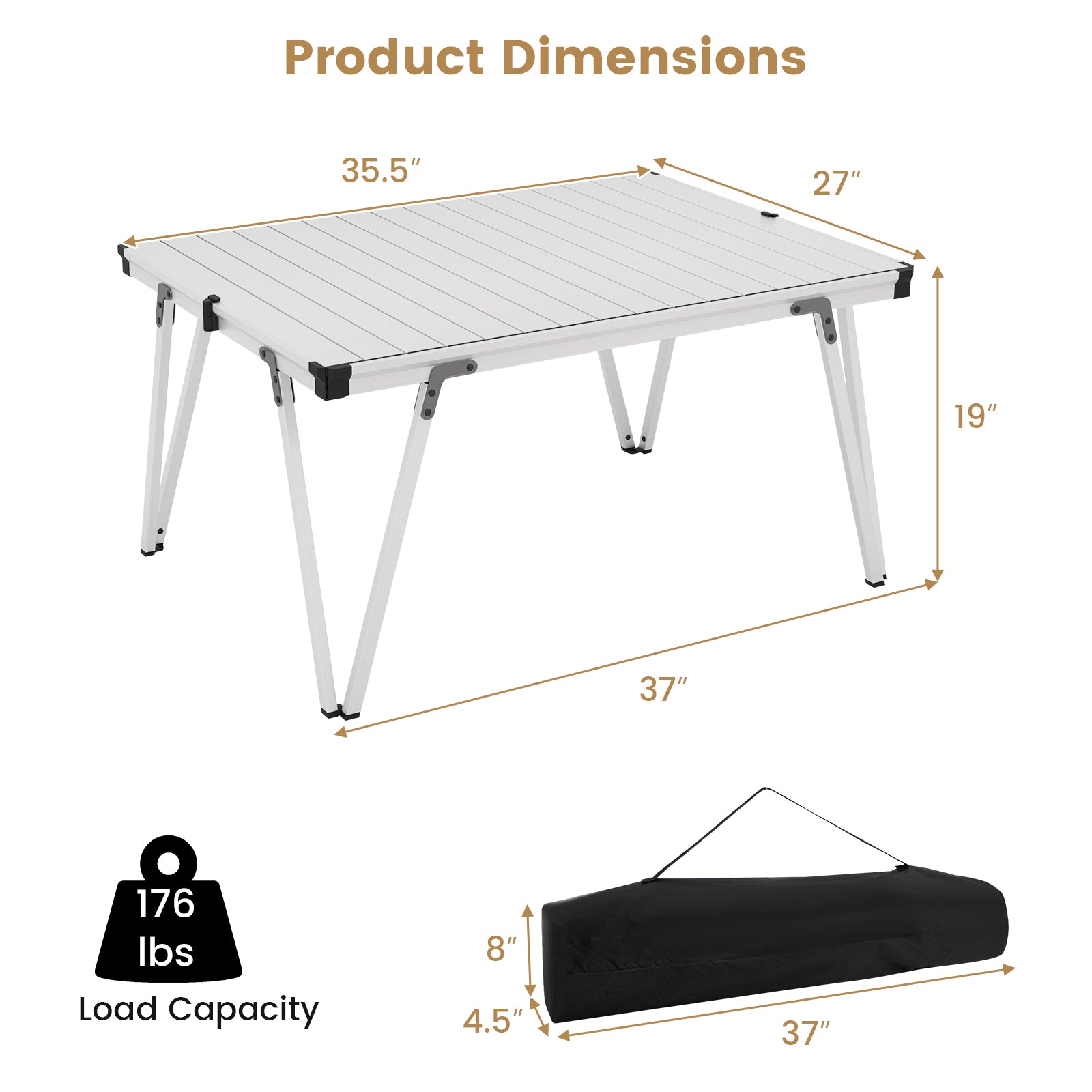 Folding Camping Table Picnic Table with Storage Bag and Waterproof Desktop, Silver Picnic Tables at Gallery Canada