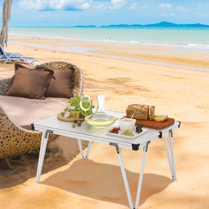 Folding Camping Table Picnic Table with Storage Bag and Waterproof Desktop, Silver Picnic Tables at Gallery Canada