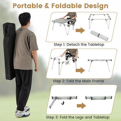 Folding Camping Table Picnic Table with Storage Bag and Waterproof Desktop, Silver Picnic Tables at Gallery Canada