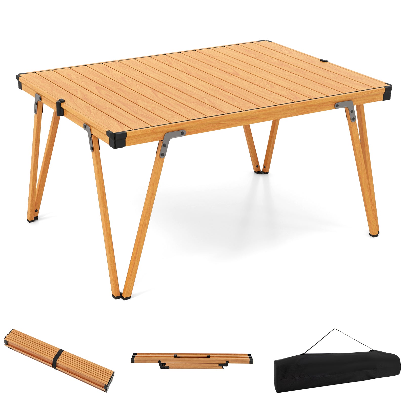 Folding Camping Table Picnic Table with Storage Bag and Waterproof Desktop, Brown Picnic Tables at Gallery Canada