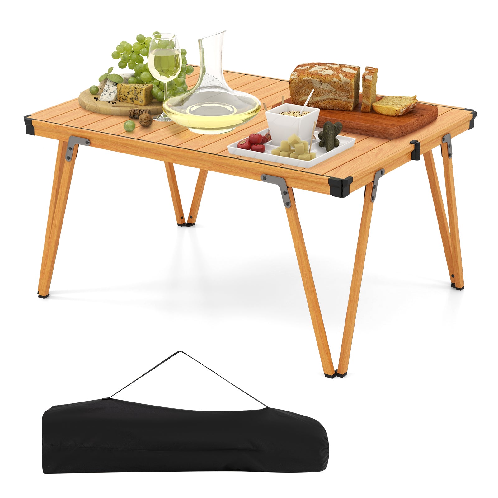 Folding Camping Table Picnic Table with Storage Bag and Waterproof Desktop, Brown Picnic Tables at Gallery Canada