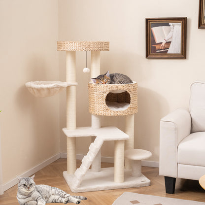 Modern Cat Tree for Indoor Cats with Cattail Fluff Condo and Top Perch, Natural Cat Trees Condos & Scratchers at Gallery Canada