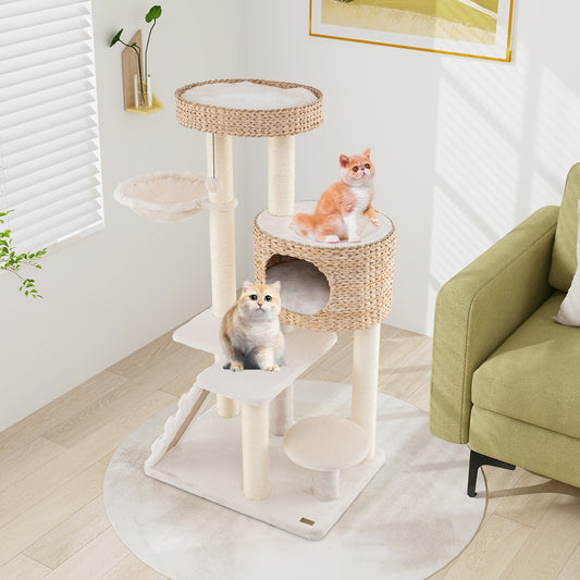 Modern Cat Tree for Indoor Cats with Cattail Fluff Condo and Top Perch, Natural Cat Trees Condos & Scratchers Natural at Gallery Canada