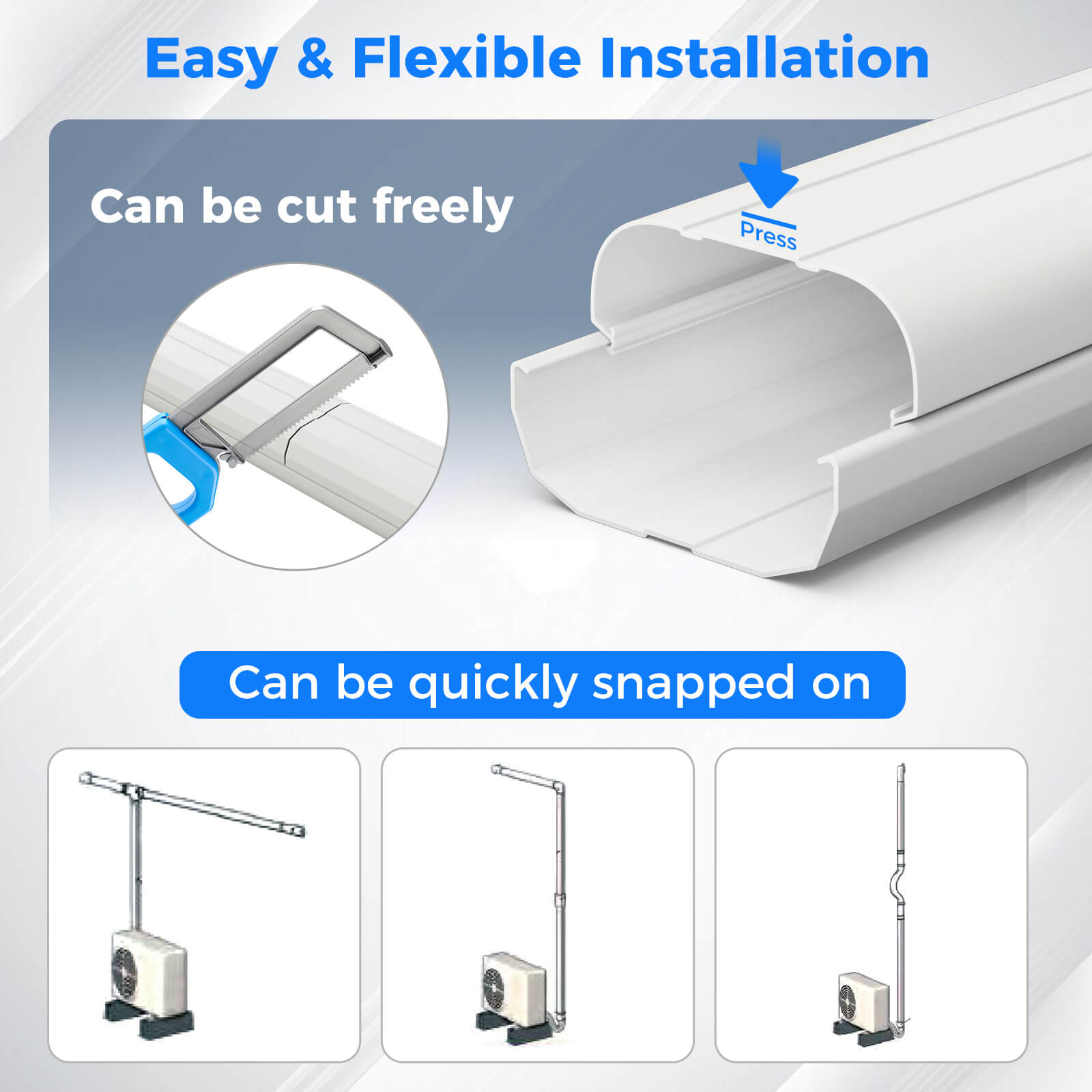 4 Inches W Mini Decorative PVC Slim Line Cover Kit-4 inches, White Mini Split Air Conditioners at Gallery Canada