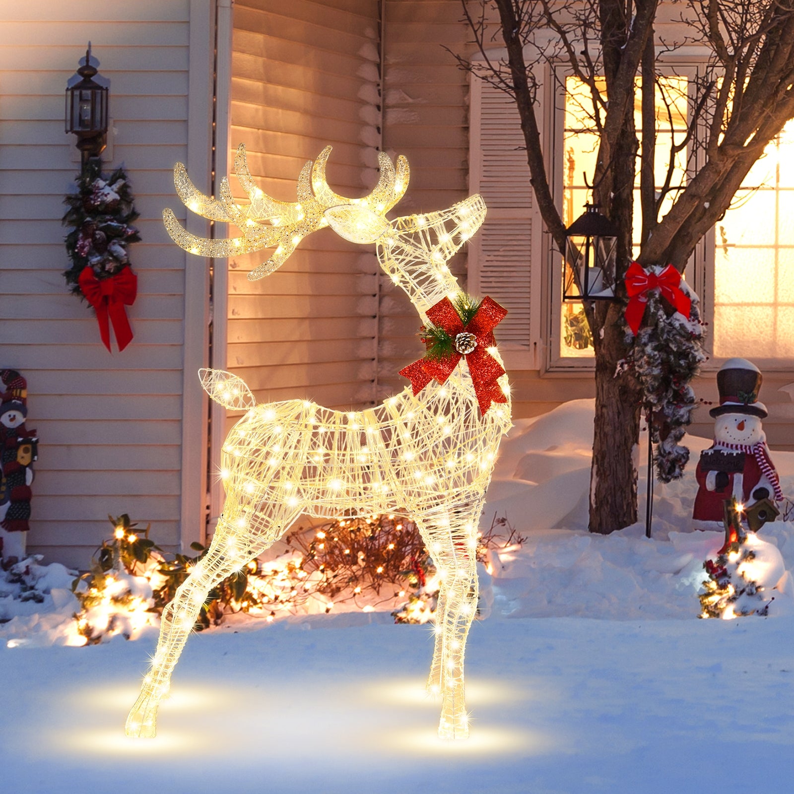 Lighted Standing Reindeer With Stakes, Christmas Decoration, White Christmas Decor & Accessories at Gallery Canada