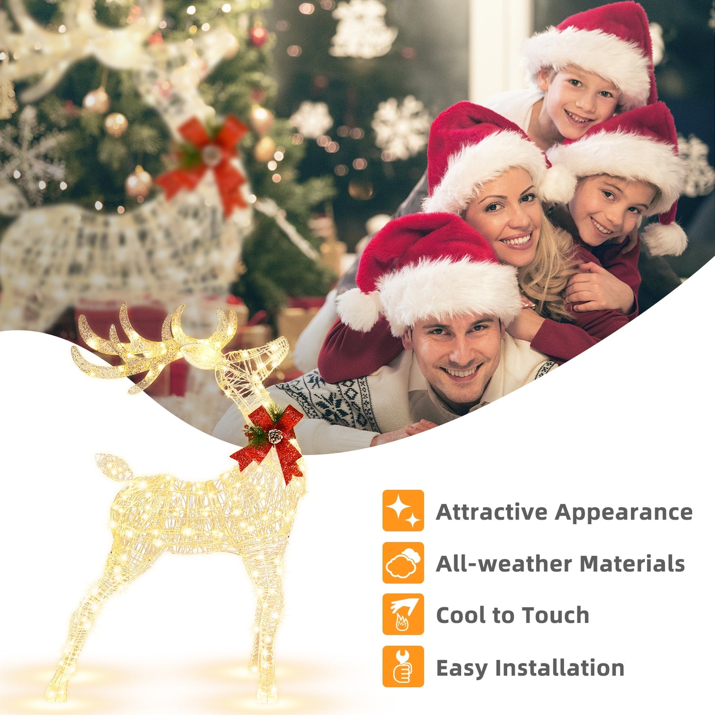 Lighted Standing Reindeer With Stakes, Christmas Decoration, White Christmas Decor & Accessories at Gallery Canada