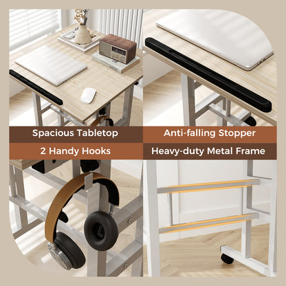Height Adjustable Mobile Standing Desk, Split Top, Adjustable Angle, Natural Laptop Tables & Printer Stands at Gallery Canada