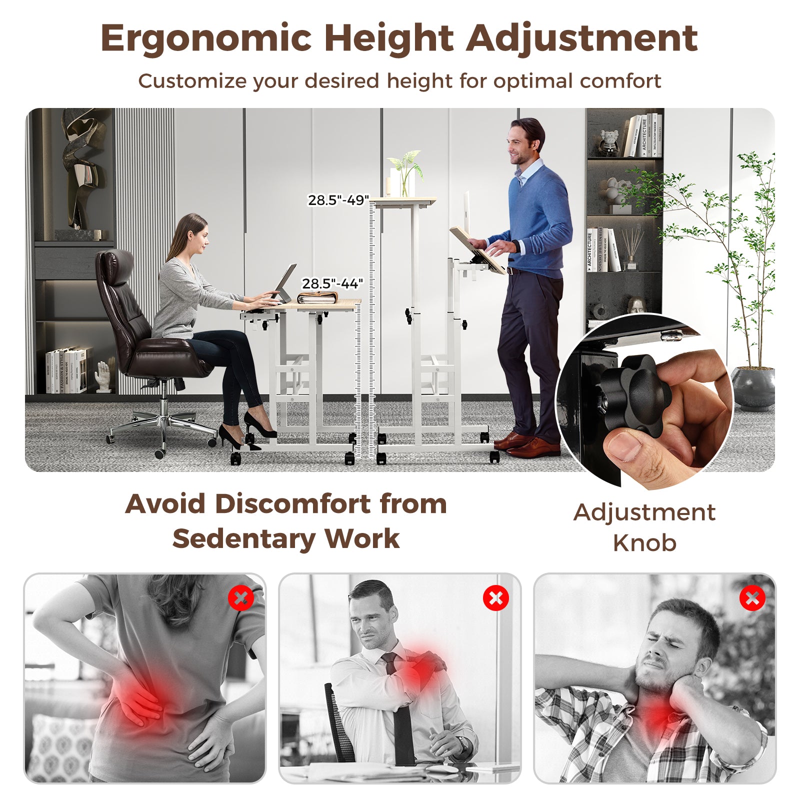 Height Adjustable Mobile Standing Desk, Split Top, Adjustable Angle, Natural Laptop Tables & Printer Stands at Gallery Canada